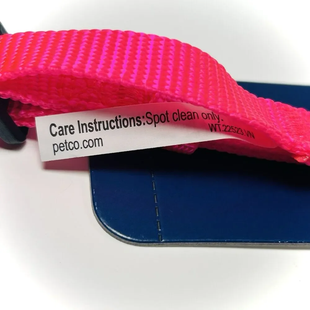 YOULY The Classic Hot Pink & Black Webbed Nylon Dog Collar, Small Pet 9”-14” NWT